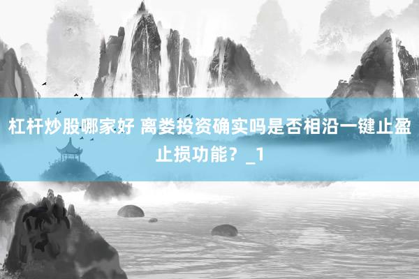 杠杆炒股哪家好 离娄投资确实吗是否相沿一键止盈止损功能？_1