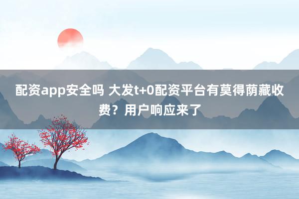 配资app安全吗 大发t+0配资平台有莫得荫藏收费？用户响应来了
